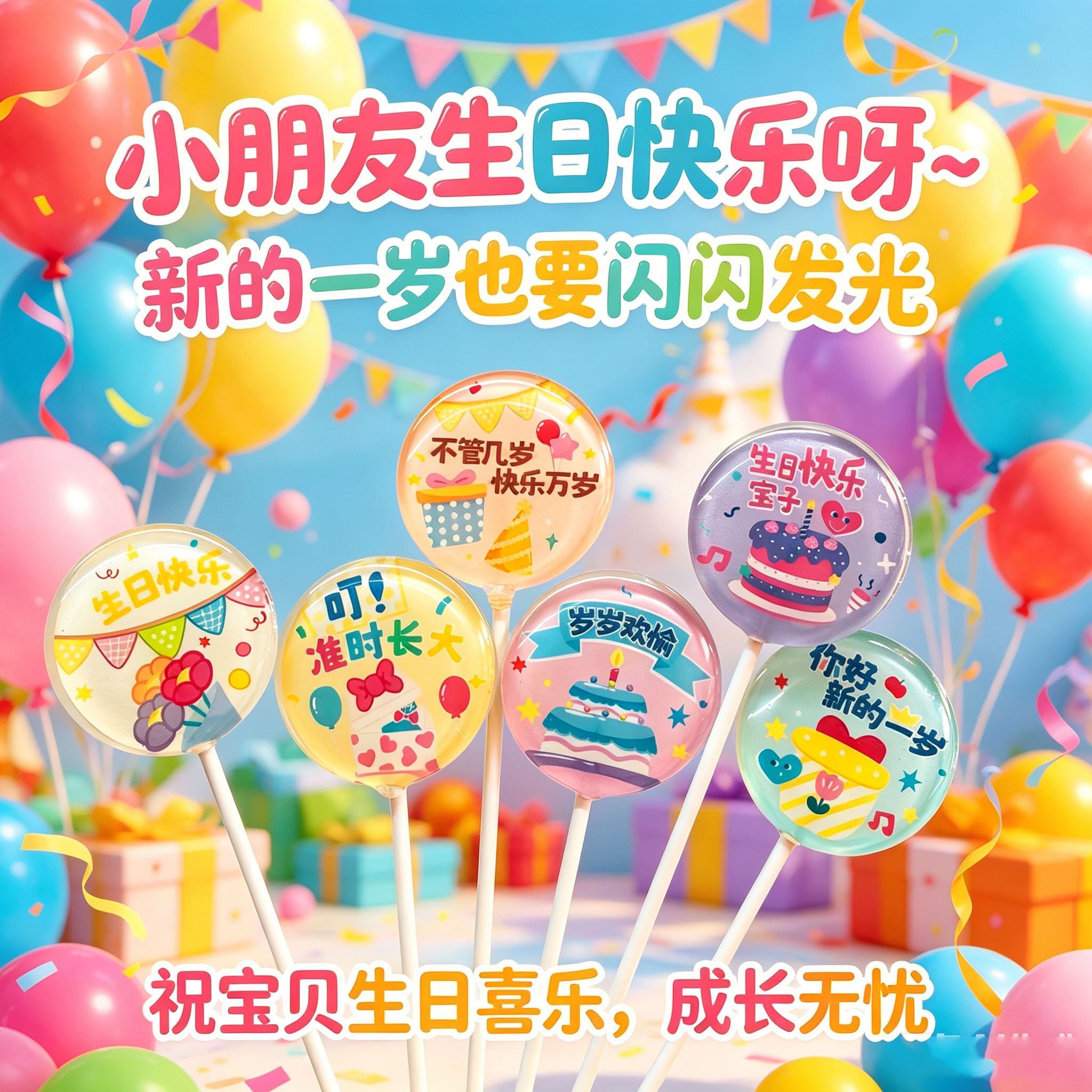 六一儿童节创意无蔗糖棒棒糖零食生日礼物儿童小零食无蛀牙糖果