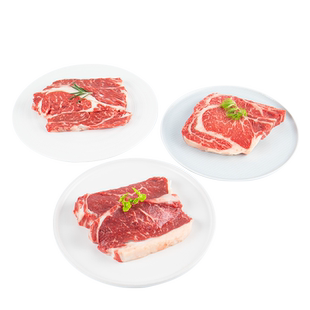 【纽澜地】新鲜M3西冷+眼肉+上脑套餐谷饲原切牛排200g*6盒装
