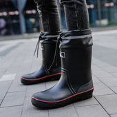 洗车钓鱼套鞋 厨房胶鞋 男保暖雨靴松紧加绒防滑防水鞋 德系中筒雨鞋