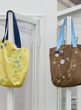 wishmore海岛帆布包原创高级感小众设计帆布包包百搭大容量包包女