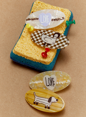 wishmore动物朋友醋酸鸭嘴夹发夹原创爱心格子刘海夹ins发饰百搭