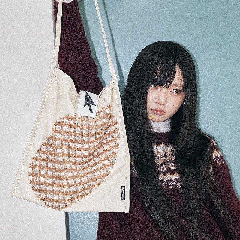 wishmoreAW拼接单肩包小众设计感百搭复古包原创格子大容量包包女 - wishmore旗舰店出品