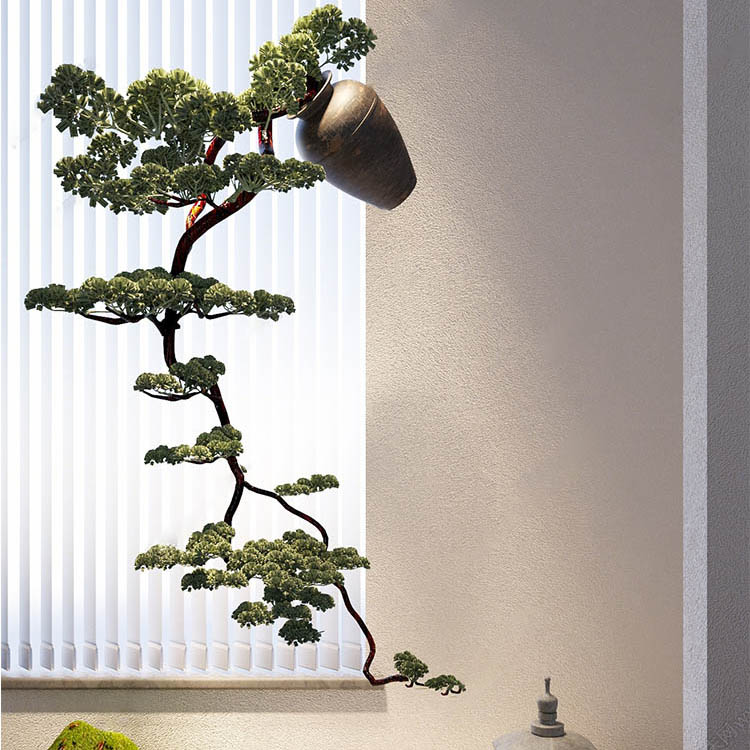 仿真迎客松吊挂悬浮松树