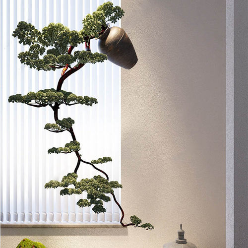 仿真迎客松吊挂悬浮松树