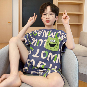 儿童睡衣男孩夏季新款薄款无袖中大童背心空调服可外穿家居服套装