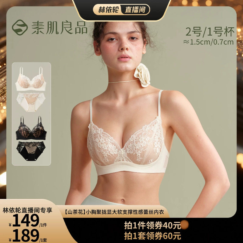小胸聚拢蕾丝内衣女性感显大套装