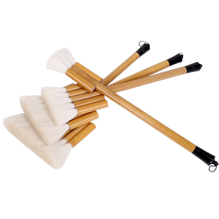 逸兴斋羊毛刷笔排笔刷子3连5连水彩笔刷纯羊毫竹杆毛笔刷国画渲染笔水粉水彩软毛底纹笔背景刷油画墙绘裱画刷