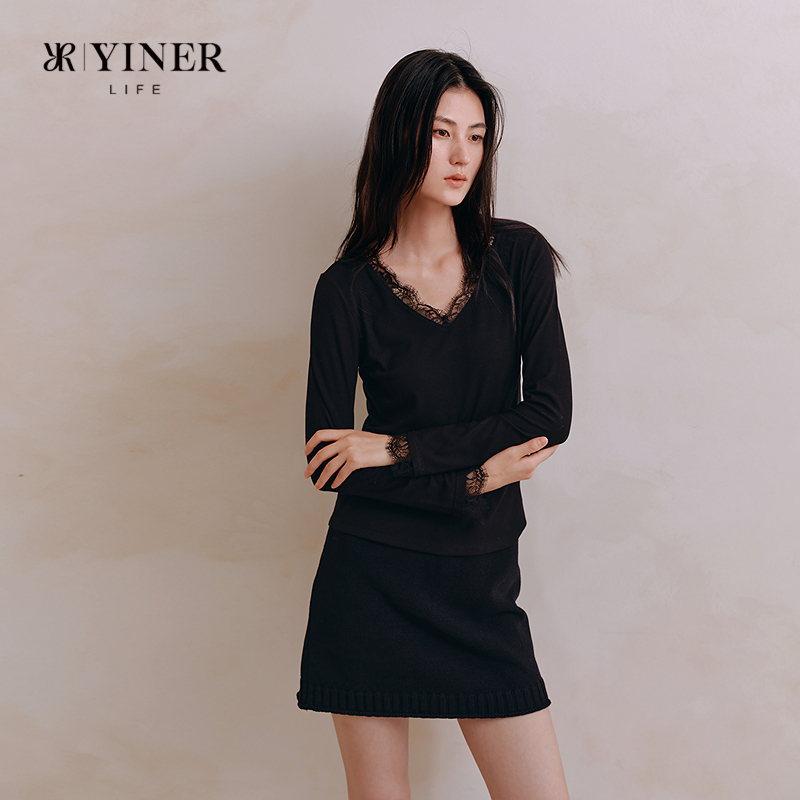 音儿蕾丝衫蚕丝针织显瘦上衣女士