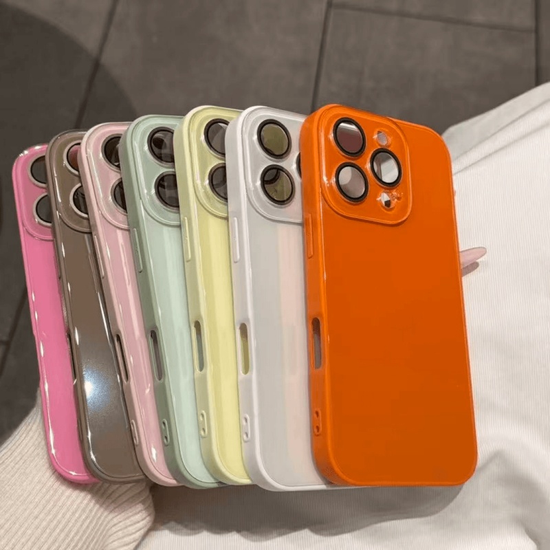 高颜值橙色适用于iPhone17promax手机壳玻璃新爆款苹果15promax小众个性14简约13肤感秋冬16pro防摔保护套15