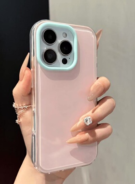 适用于苹果15promax手机壳高级ins风撞色果冻亮面iPhone16promax高颜值黄色14男女款13全包15防摔16pro简约12