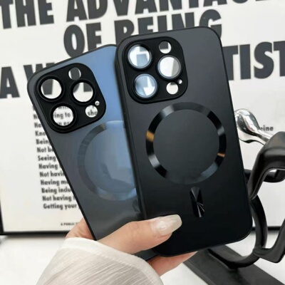 苹果磁吸AG磨砂防摔护镜手机壳