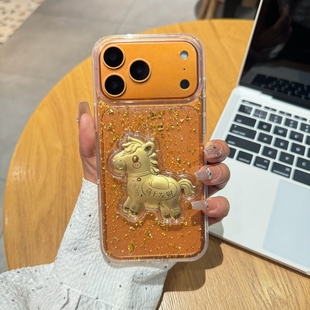 2026新款17马年发财适用于苹果17promax手机壳iPhone16pro高级透明壳15promax全包14硅胶预言马上有钱13