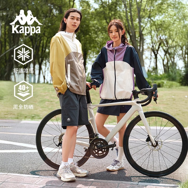 Kappa卡帕背靠背户外运动防风衣男款防泼水外套防晒衣女夹克上衣