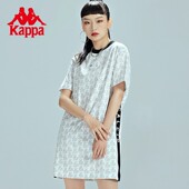Kappa卡帕背靠背老花连衣裙夏女2026新款 圆领运动休闲连衣裙长裙