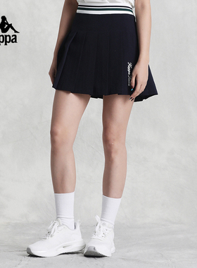 Kappa卡帕复古短裙2025新款女夏撞色短裙时尚休闲百褶裙K0E42QQ20