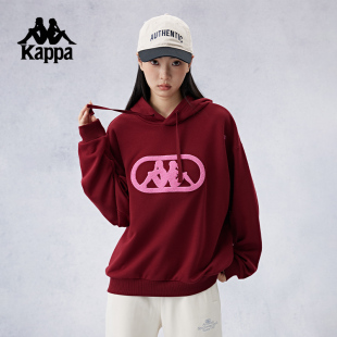 Kappa卡帕背靠背复古针织运动卫衣套头衫新款男连帽外套女士上衣