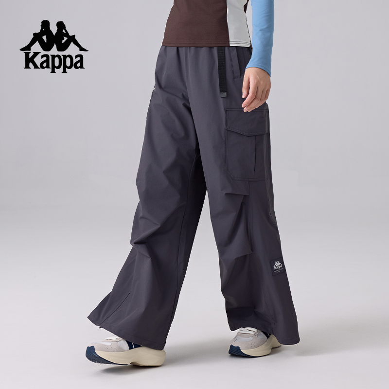 Kappa卡帕背靠背新款运动裤女户外防泼水长裤休闲宽松弹力工装裤