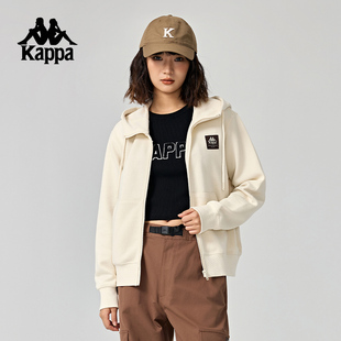 Kappa卡帕背靠背运动开衫卫衣女2026新款秋宽松连帽针织外套女款