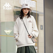 女款 Kappa卡帕背靠背连帽运动卫衣女春秋新款 上衣休闲针织套头衫