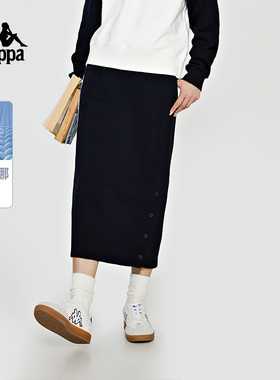 Kappa卡帕复古短裙新款女索罗娜短裙中长款串标半身裙K0D82QQ01