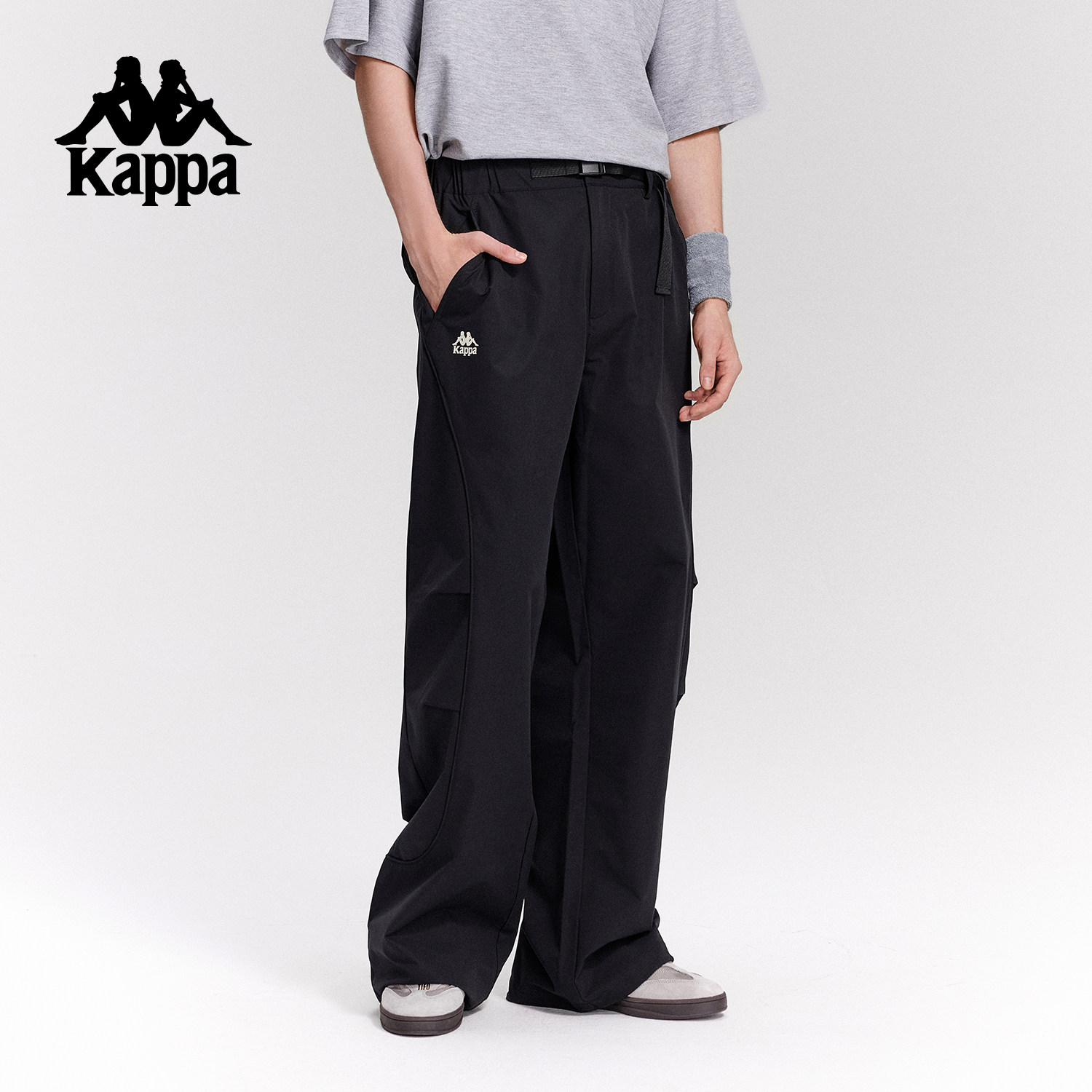 Kappa卡帕背靠背运动长裤男春季新款防风休闲伞兵裤男款阔腿裤子