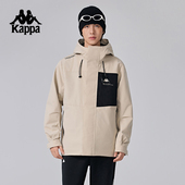 Kappa卡帕背靠背春秋新款 防泼水弹力防风衣运动外套连帽夹克男款