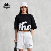 新款 女美式 字母印花T恤休闲圆领运动半袖 Kappa卡帕黑色短袖 夏季