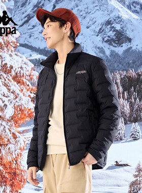 Kappa卡帕背靠背冬季新款防泼水防风轻薄羽绒服运动外套男防寒服