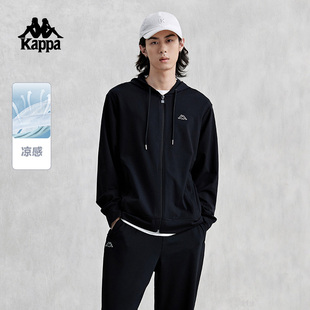 Kappa卡帕背靠背春季新款男凉感运动开衫卫衣休闲连帽外套男款潮