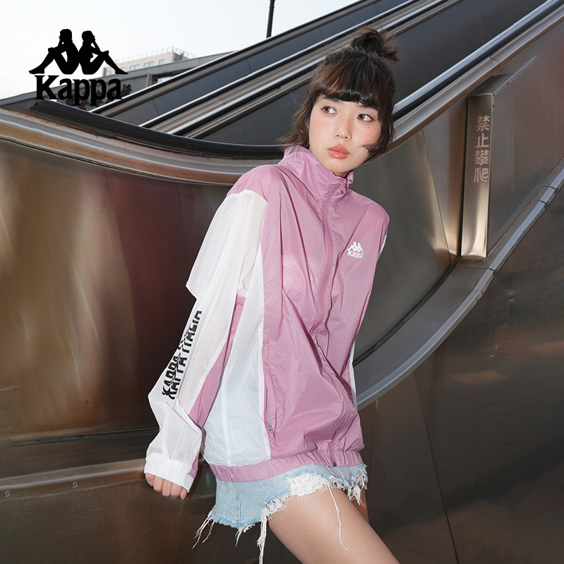 Kappa卡帕2025夏季皮肤衣男女梭织外套拼接休闲开衫室内空调服