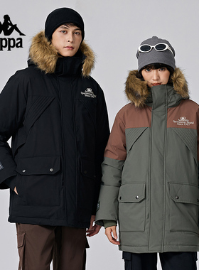 Kappa卡帕背靠背羽绒服男款2026新款冬季连帽防寒服外套上衣女款