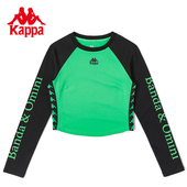 Kappa卡帕复古运动卫衣2026新款 休闲上衣 女春秋圆领撞色拼接长袖