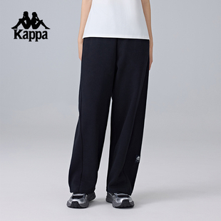 子休闲直筒裤 复古跑步裤 女2025新款 Kappa卡帕背靠背针织运动长裤