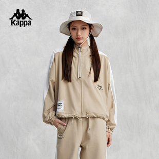 Kappa卡帕背靠背运动防风衣女款外套百搭休闲女士连帽开衫上衣潮