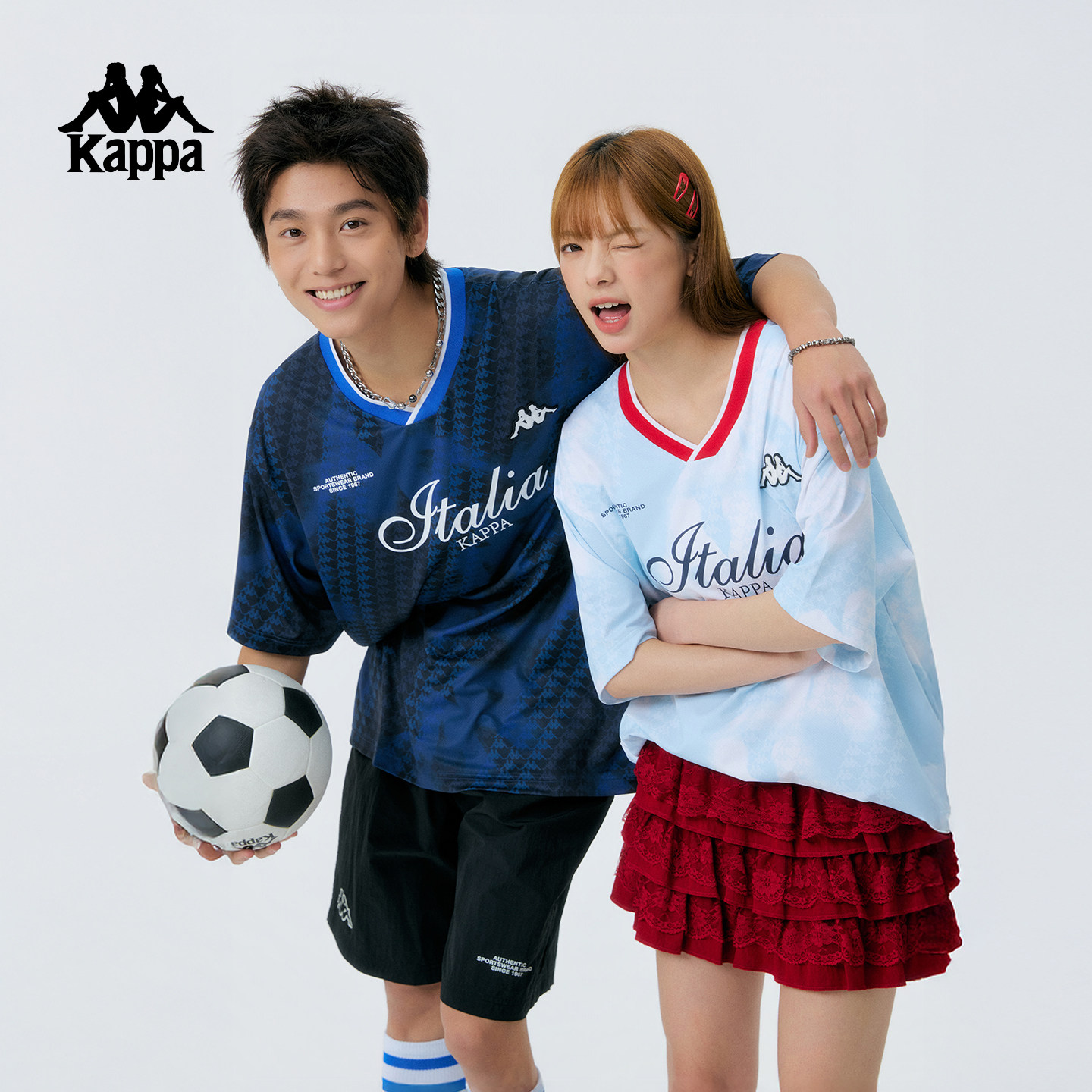 Kappa卡帕足球衣短袖T恤涂鸦满印男女情侣装2026新款百搭运动上衣