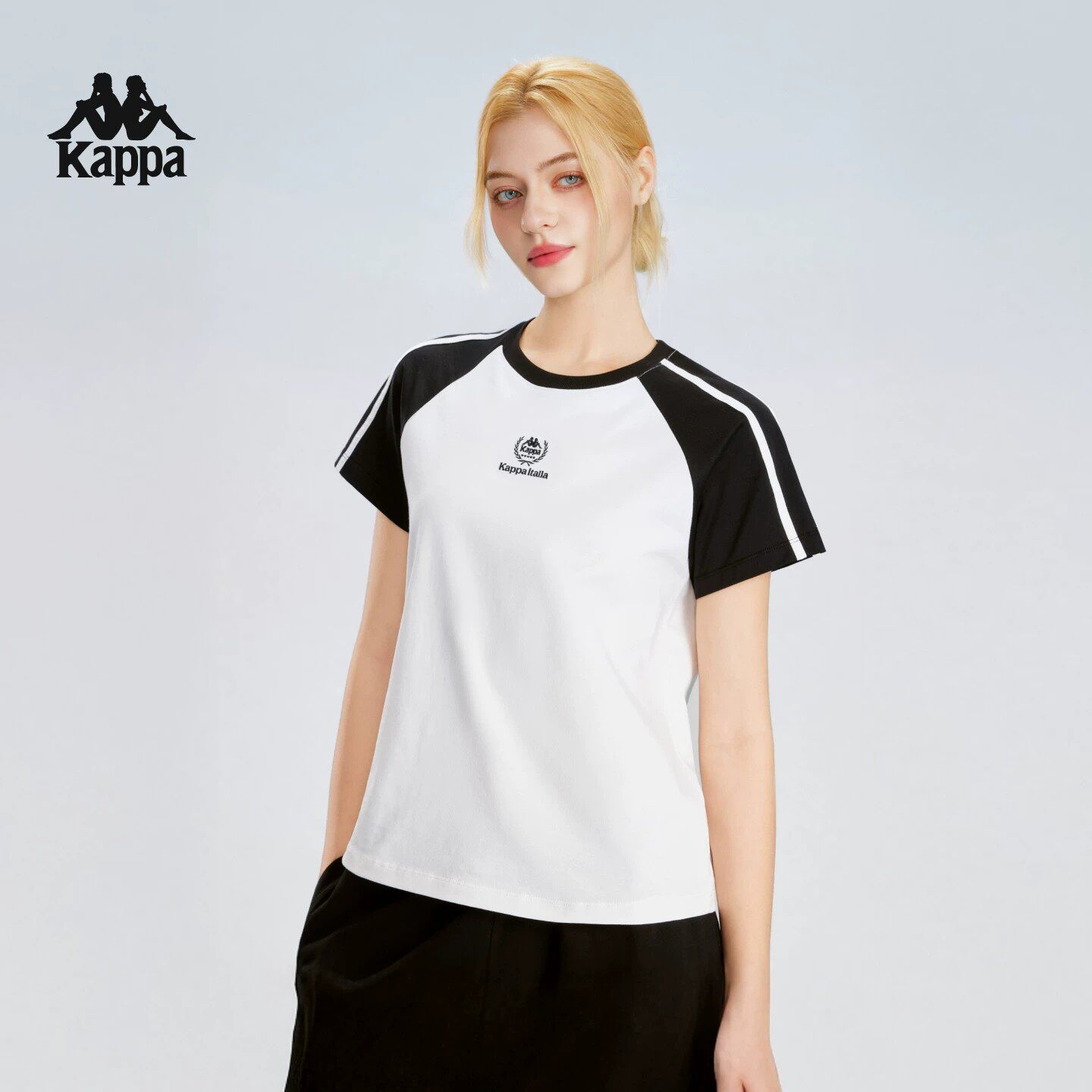 Kappa帕卡纯棉复古撞色短袖T恤女装2026新款女装简约运动百搭上衣