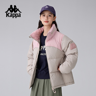 Kappa卡帕背靠背梭織運動羽絨服時尚 戶外保暖外套防寒服面包服女