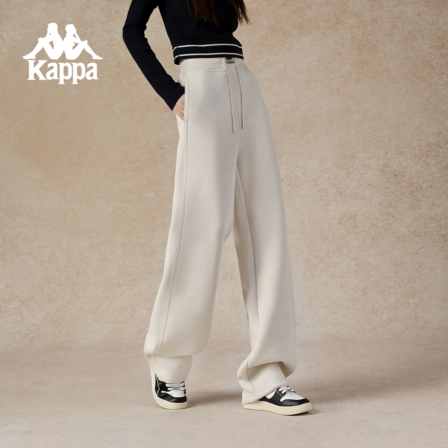 卡帕女款运动长裤直筒阔腿裤