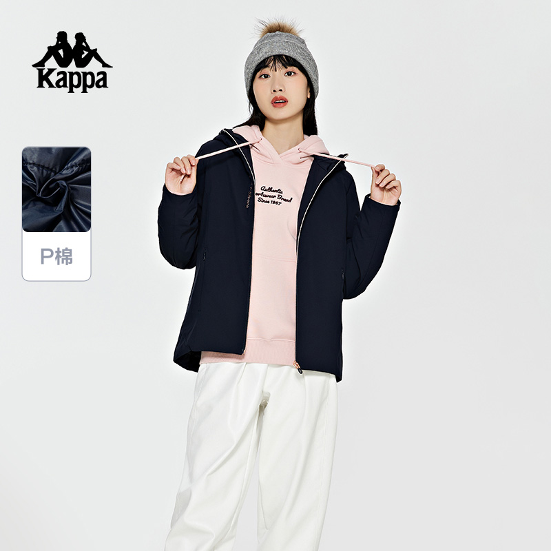卡帕女连帽棉服复古休闲夹克