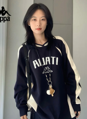 Kappa卡帕背靠背春秋新款复古针织套头衫女士运动休闲上衣男卫衣