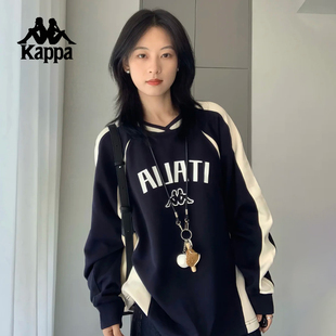 Kappa卡帕背靠背春秋新款 女士运动休闲上衣男卫衣 复古针织套头衫