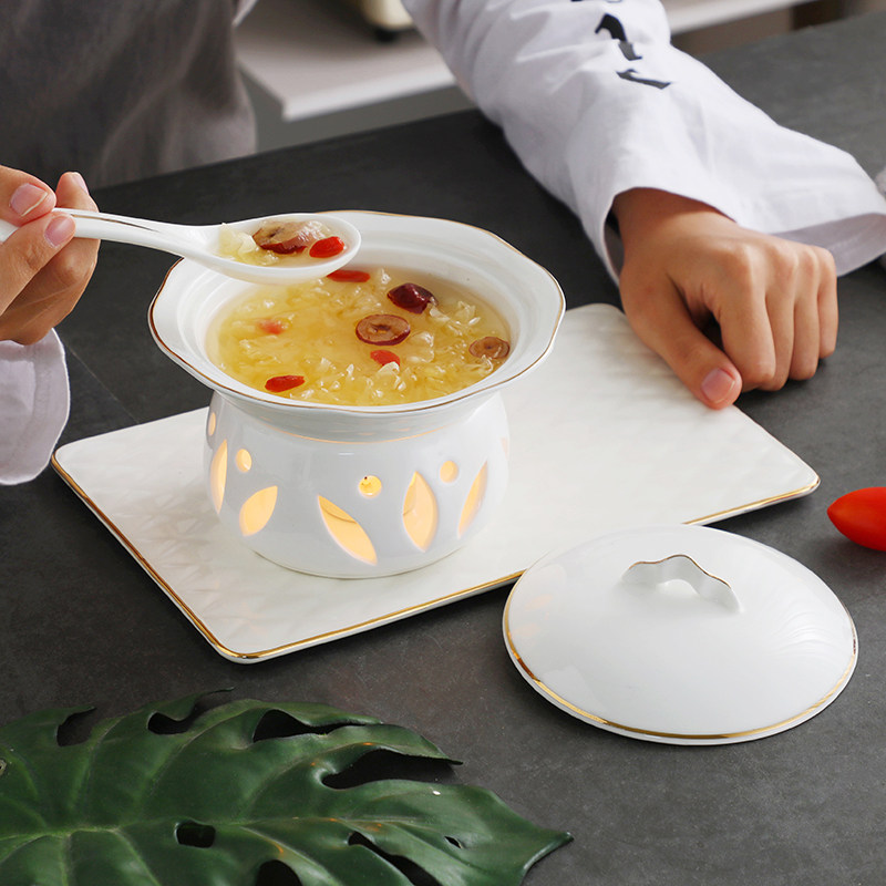 高典金边燕窝炖盅鱼胶辽参盅海参鲍鱼捞饭翅盅带盖碗一位蜡烛加热,厨房/烹饪用具,炖锅/炖煲/汤煲,淘宝优惠券,粉丝福利购,淘宝优惠卷