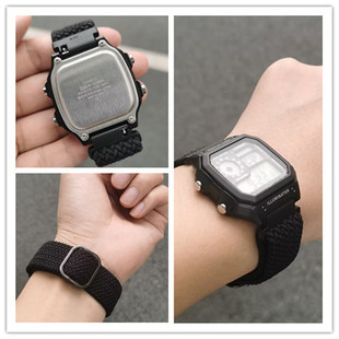 适用Casio卡西欧F91W表带F94/84/105手表带AE1200/1300wh配件W218/219h尼龙编织A158/168/159/169系列非原装