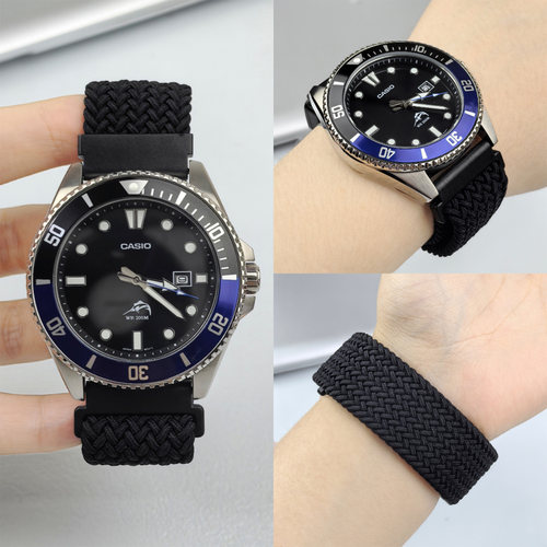 适用卡西欧MDV106/107尼龙表带