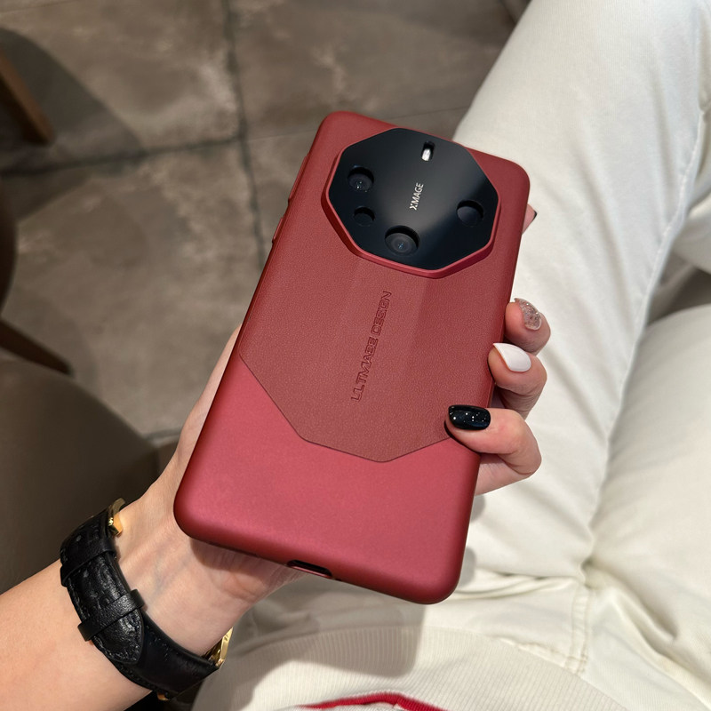 原装正品适用美国进口真皮纳帕纹华为Mate60Pro手机壳秒变非凡大师60RS高档奢华50保时捷40E简约黑红色全包镜