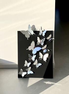 镜面蝴蝶相框diy入户门玄关摆件高级感轻奢风小众墙贴装饰画客厅