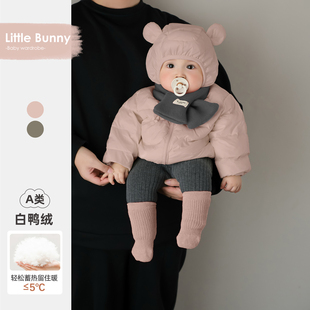 小月龄宝宝冬装羽绒服分体套装婴儿冬季加厚外出服羽绒外套打底裤