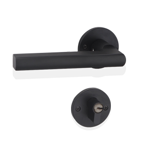 黑色分体室内实木家用卧室房间门通用型整套执手锁具静音门锁全套