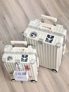 行李箱女新款结实耐用拉杆箱男24寸旅行登机密码箱皮箱拉链铝框款