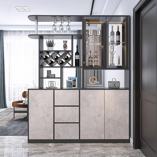 酒柜隔断柜玄关柜鞋柜一体轻奢风双面门屏风隔断客厅柜正对门